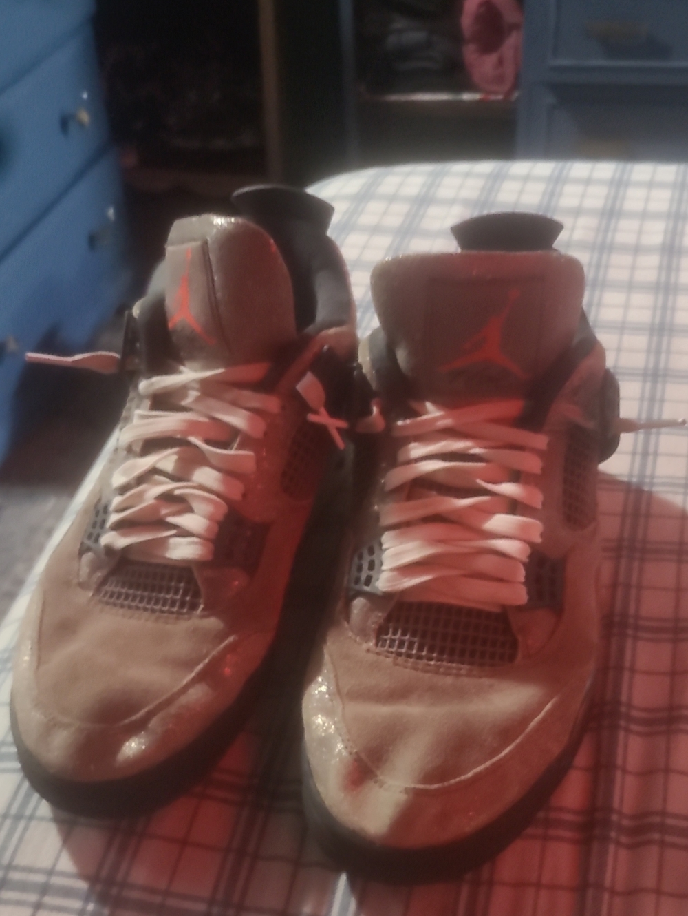 Jordan 4 Men's High-Top Sneakers in Tan and Black